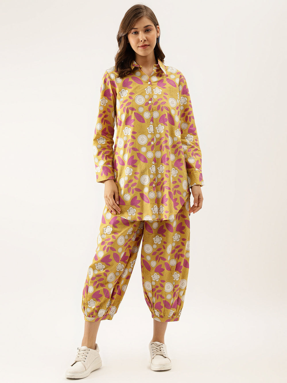 Mustard-Cotton-Floral-Print-Co-Ord-Set