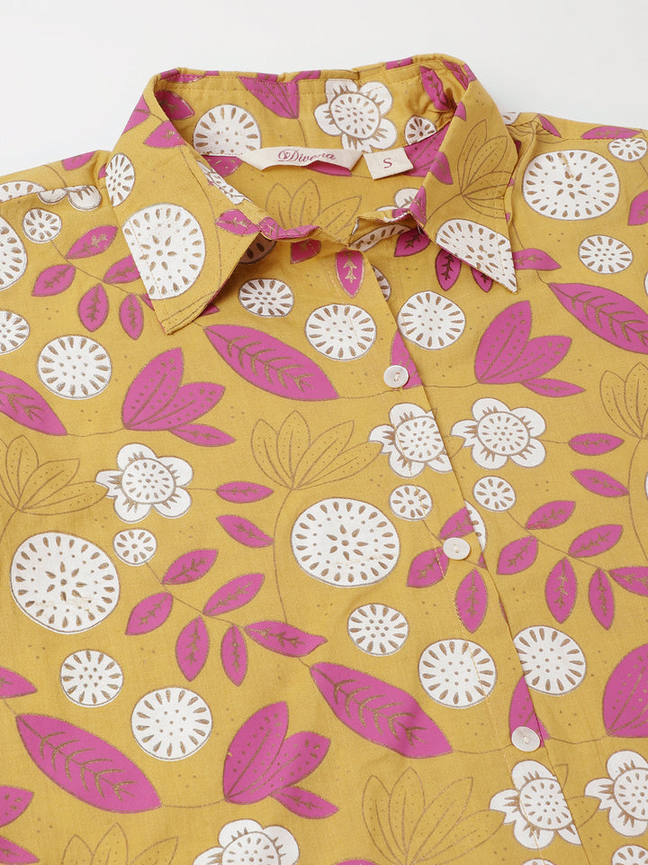 Mustard-Cotton-Floral-Print-Co-Ord-Set
