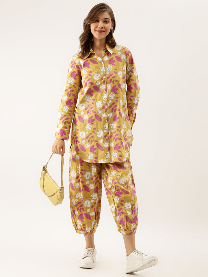 Mustard-Cotton-Floral-Print-Co-Ord-Set