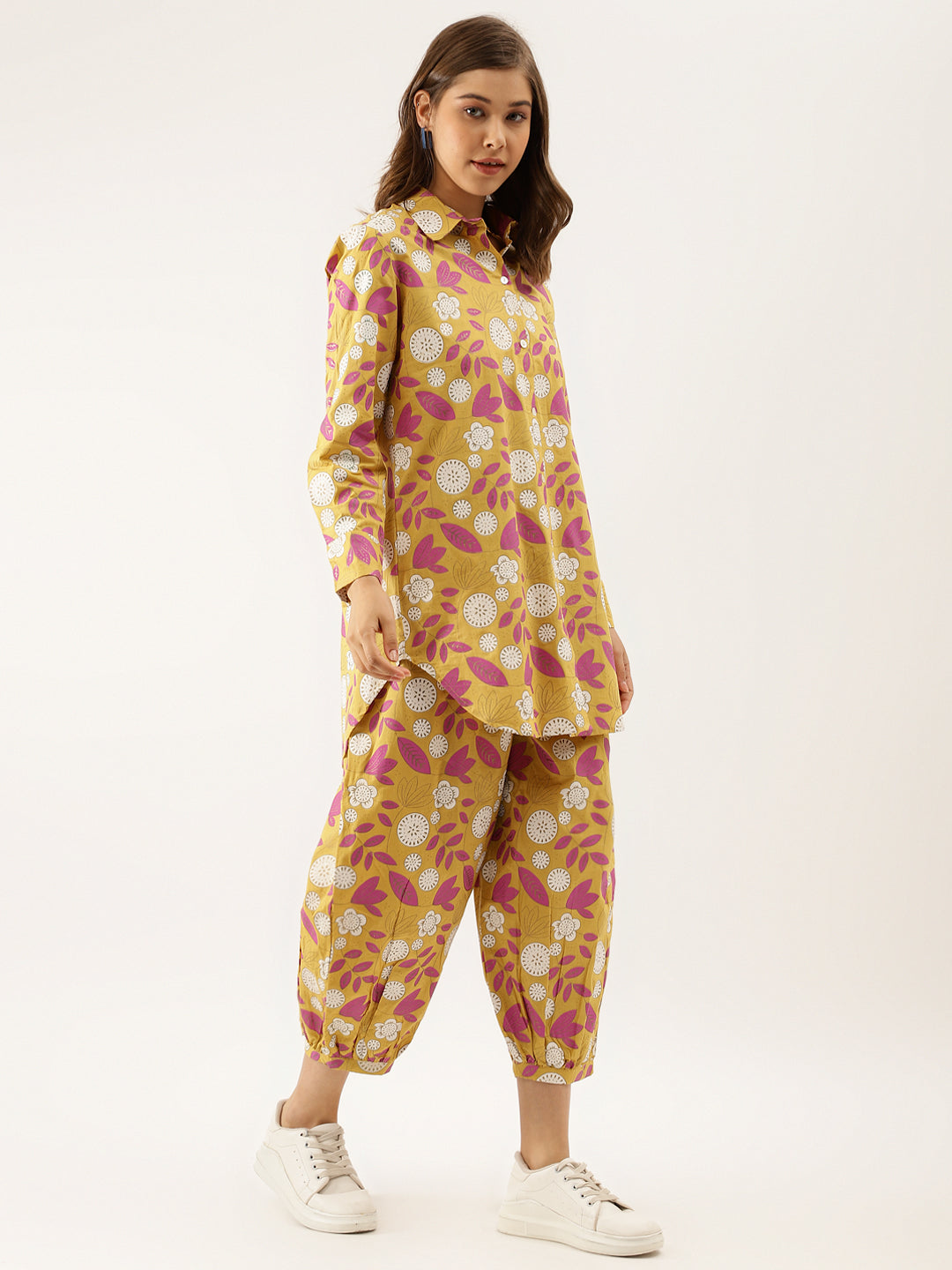 Mustard-Cotton-Floral-Print-Co-Ord-Set
