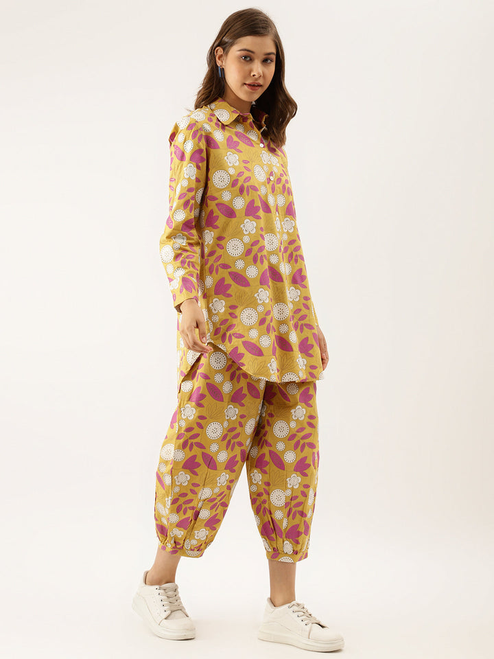 Mustard-Cotton-Floral-Print-Co-Ord-Set