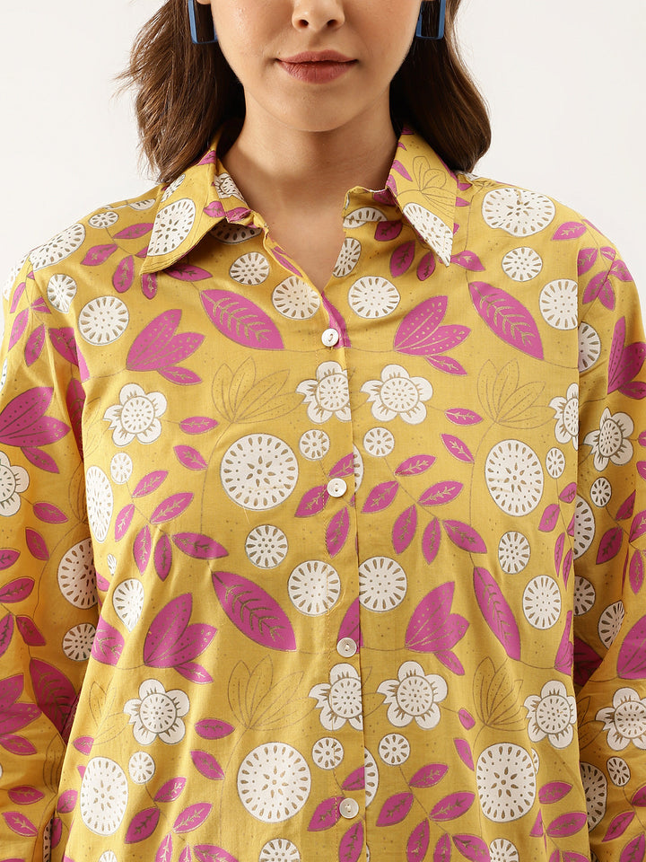 Mustard-Cotton-Floral-Print-Co-Ord-Set
