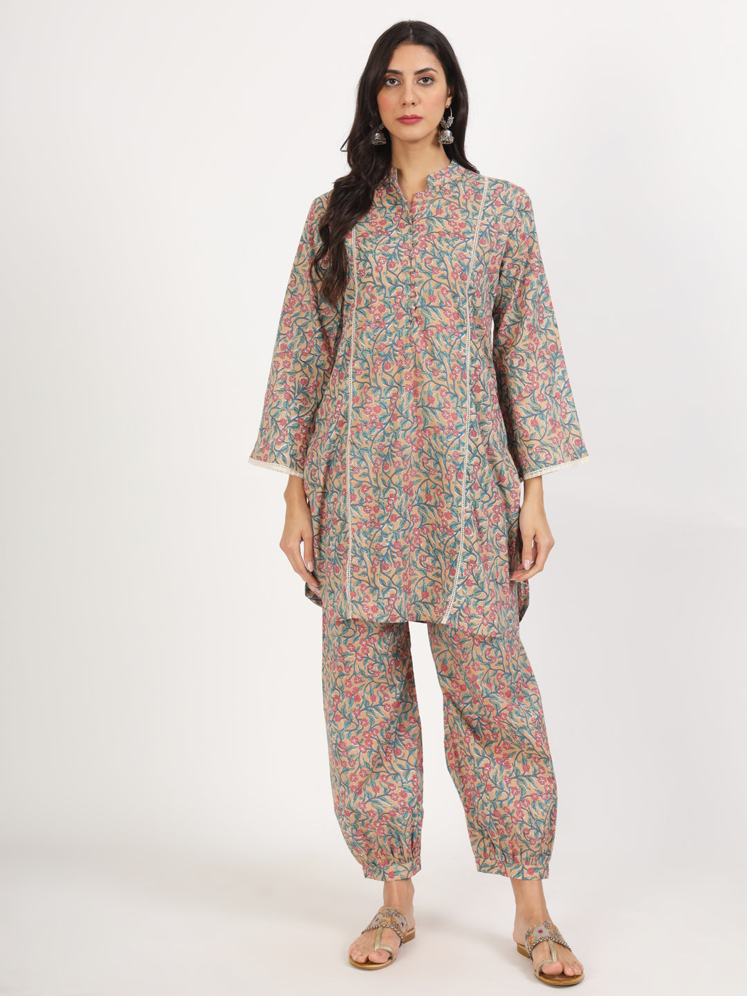 Beige-Cotton-Floral-Printed-Co-Ord-Set
