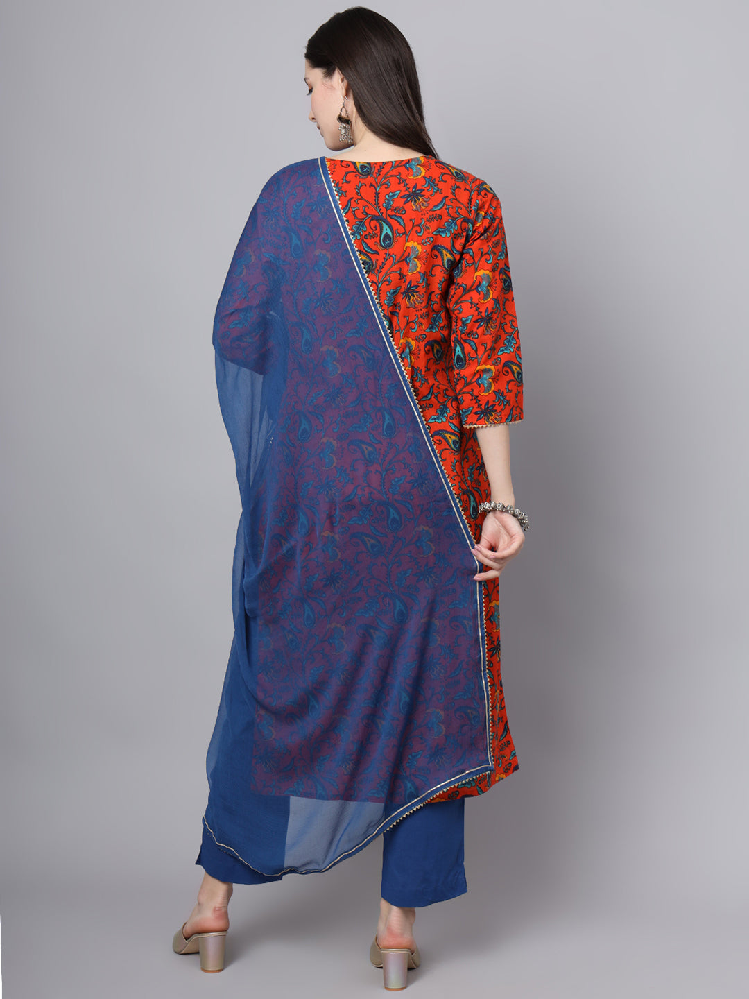 Orange-Cotton-Floral-Printed-Gotta-Patti-3-Piece-Kurta-Set