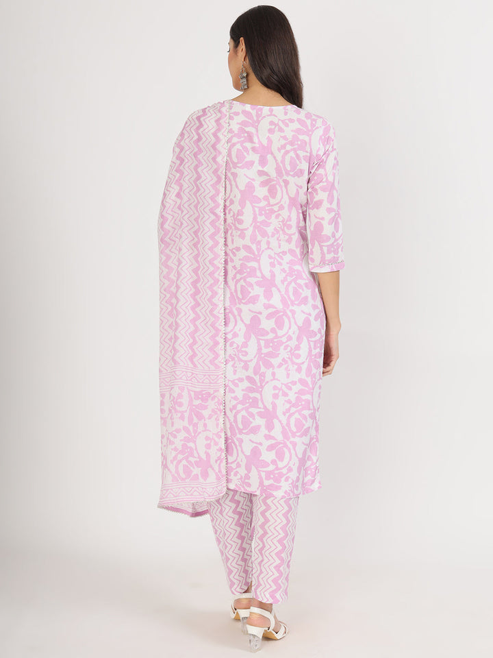 Pink-Cotton-Floral-Print-3-Piece-Kurta-Set
