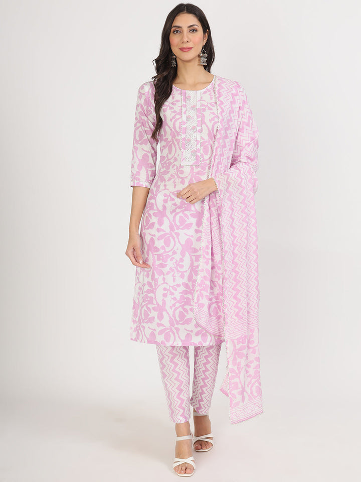 Pink-Cotton-Floral-Print-3-Piece-Kurta-Set