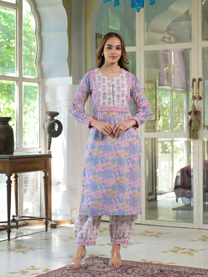 Pink-Cotton-Block-Print-Harem-Pant-Kurta-Set