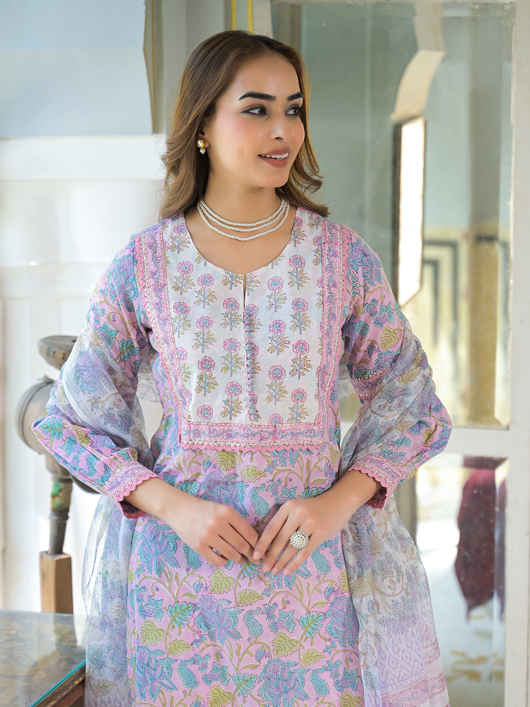 Pink-Cotton-Block-Print-Harem-Pant-Kurta-Set
