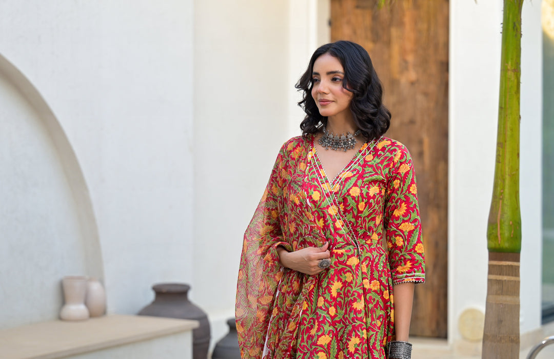 Maroon-Cotton-Floral-Printed-Angarkha-Sharara-Set