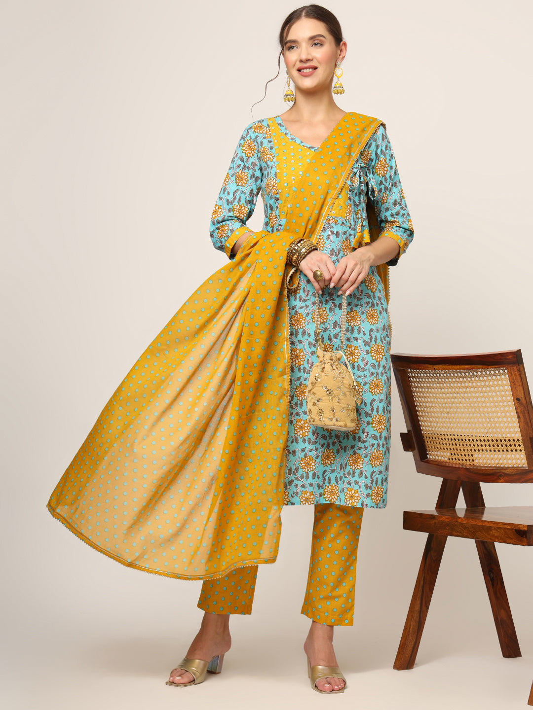 Blue-Cotton-Straight-Fit-3-Piece-Kurta-Set