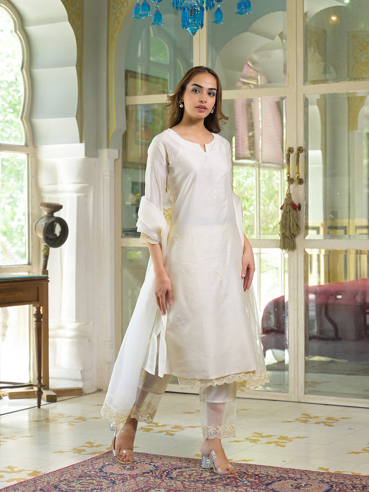 Cream-Chanderi-Solid-3-Piece-Kurta-Set