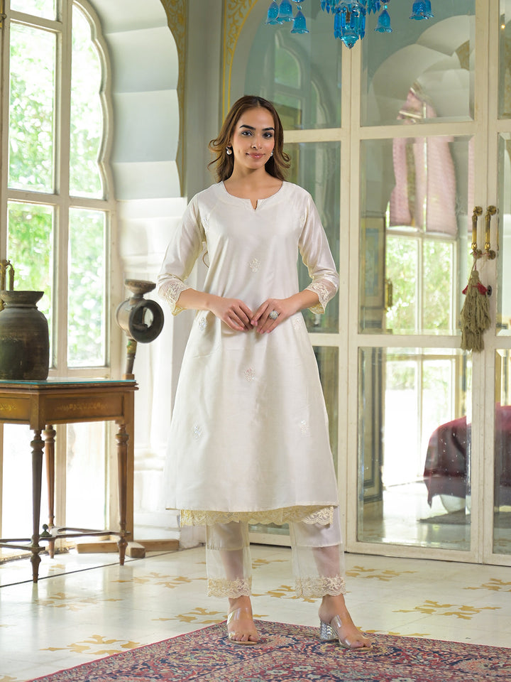 Cream-Chanderi-Solid-3-Piece-Kurta-Set