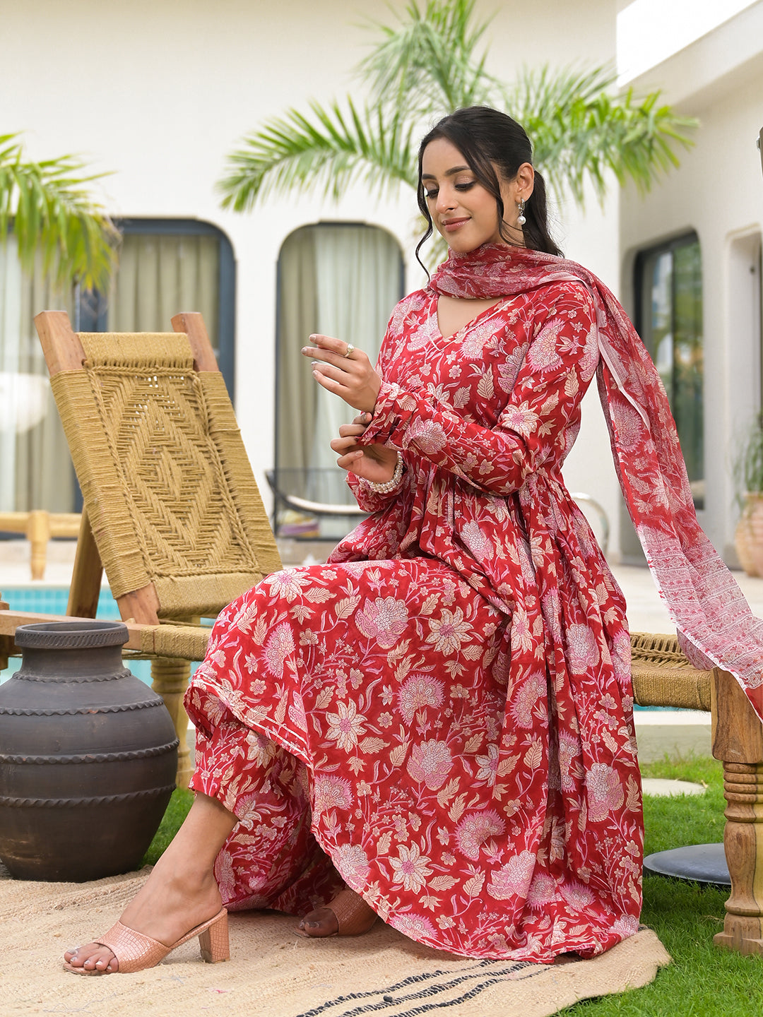 Red-Cotton-Floral-Printed-Alia-Cut-3-Piece-Kurta-Set