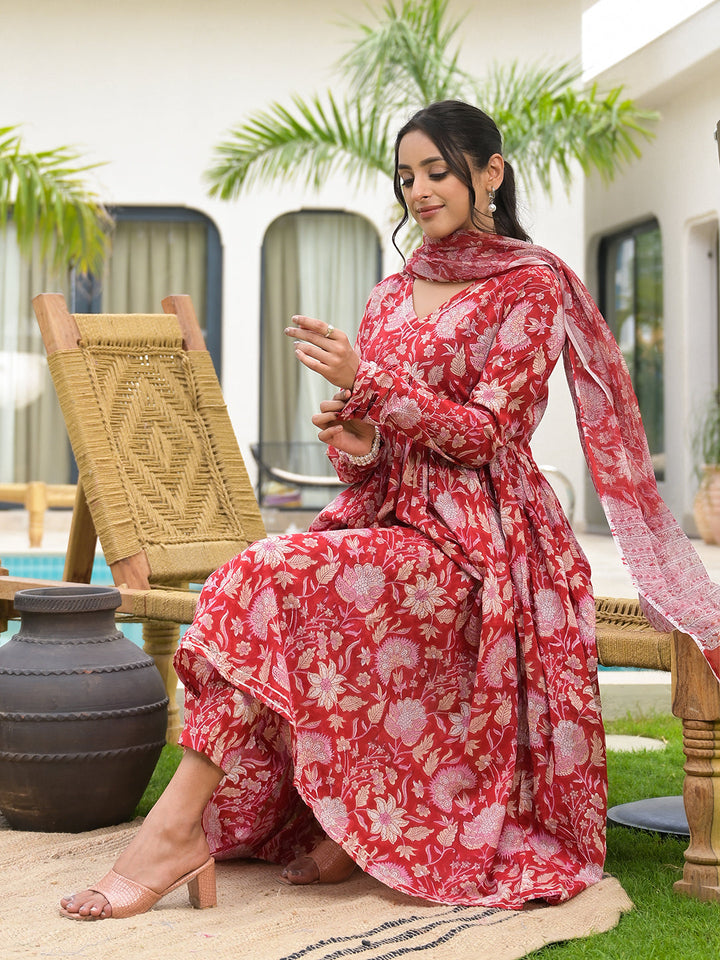 Red-Cotton-Floral-Printed-Alia-Cut-3-Piece-Kurta-Set