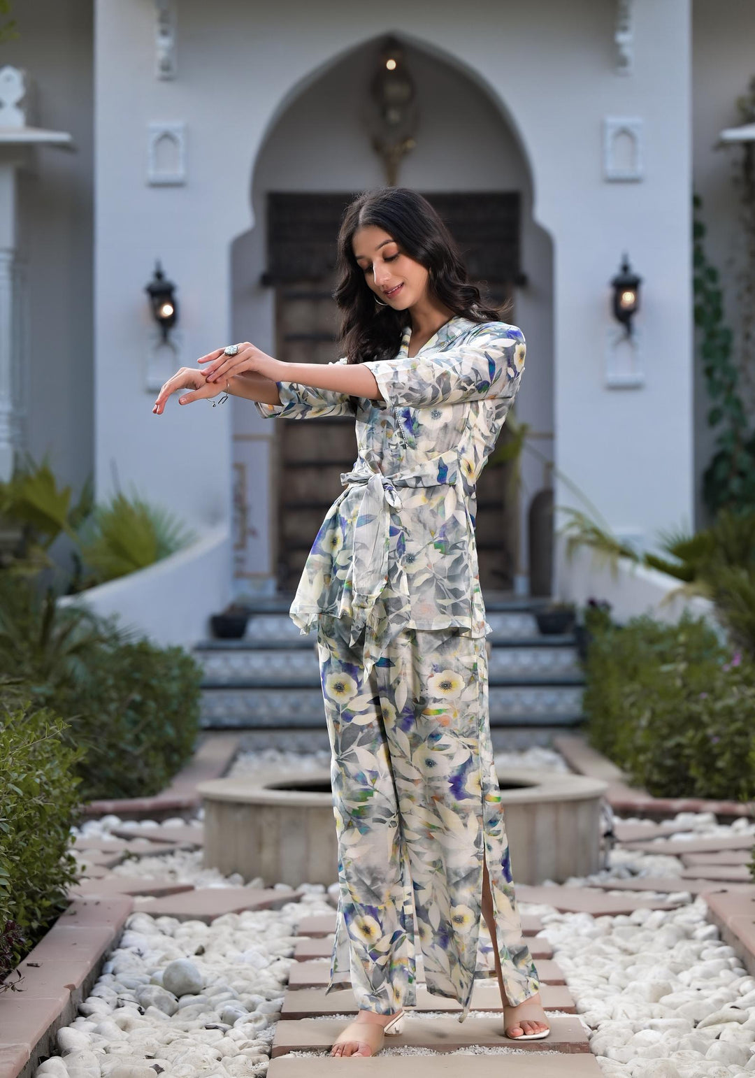 Teal-Cotton-Digital-Print-Muslin-Staright-Co-Ord-Set