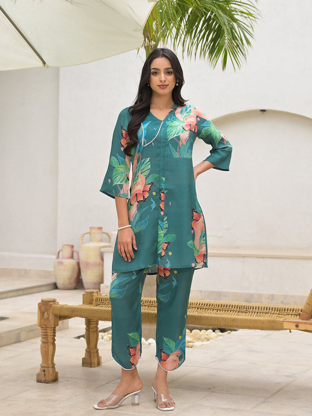 Dark-Green-Muslin-Digital-Printed-Co-Ord-Set