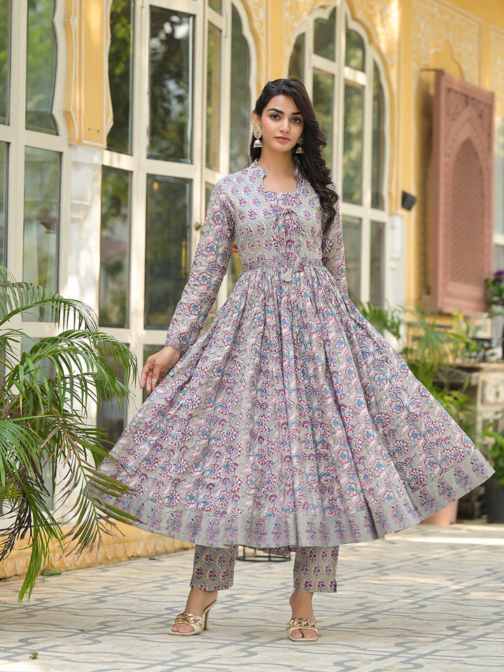 Grey-Cotton-Floral-Print-3-Piece-Anarkali-Set