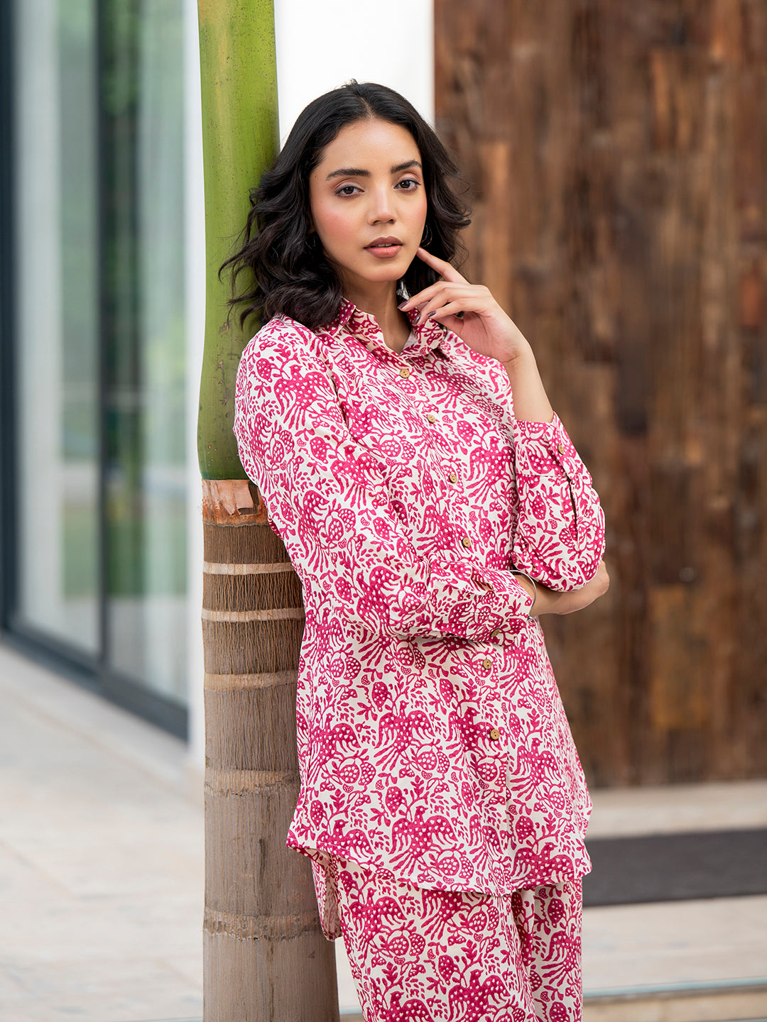 Red-Rayon-Floral-Printed-Co-Ord-Set