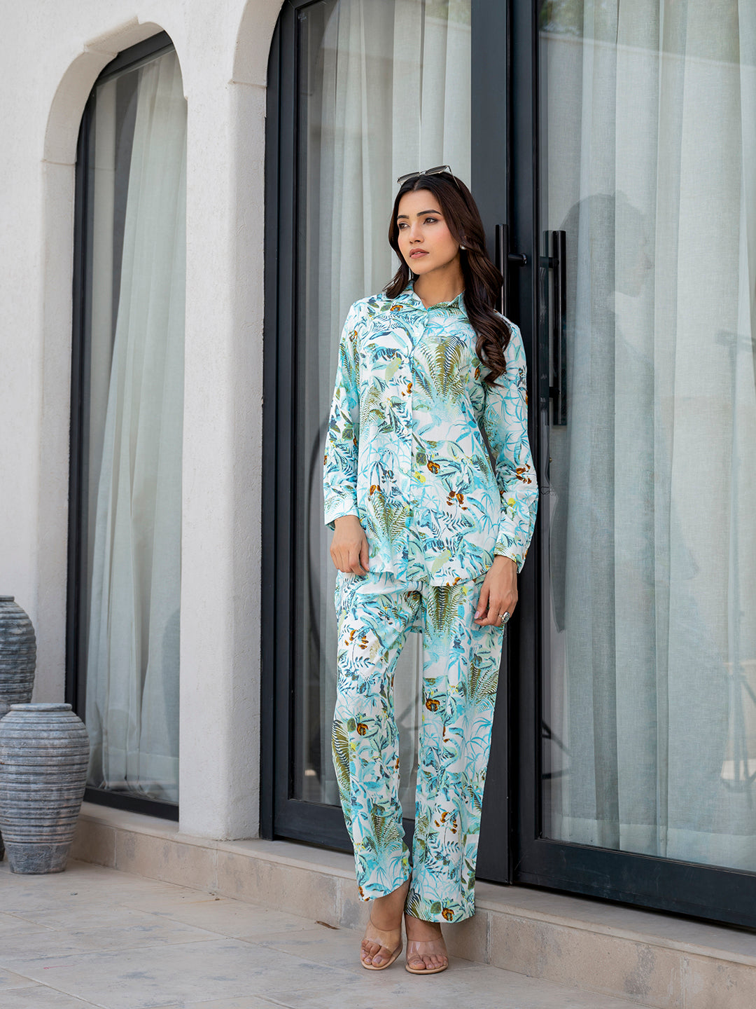 Sky-Blue-Rayon-Floral-Printed-Co-Ord-Set