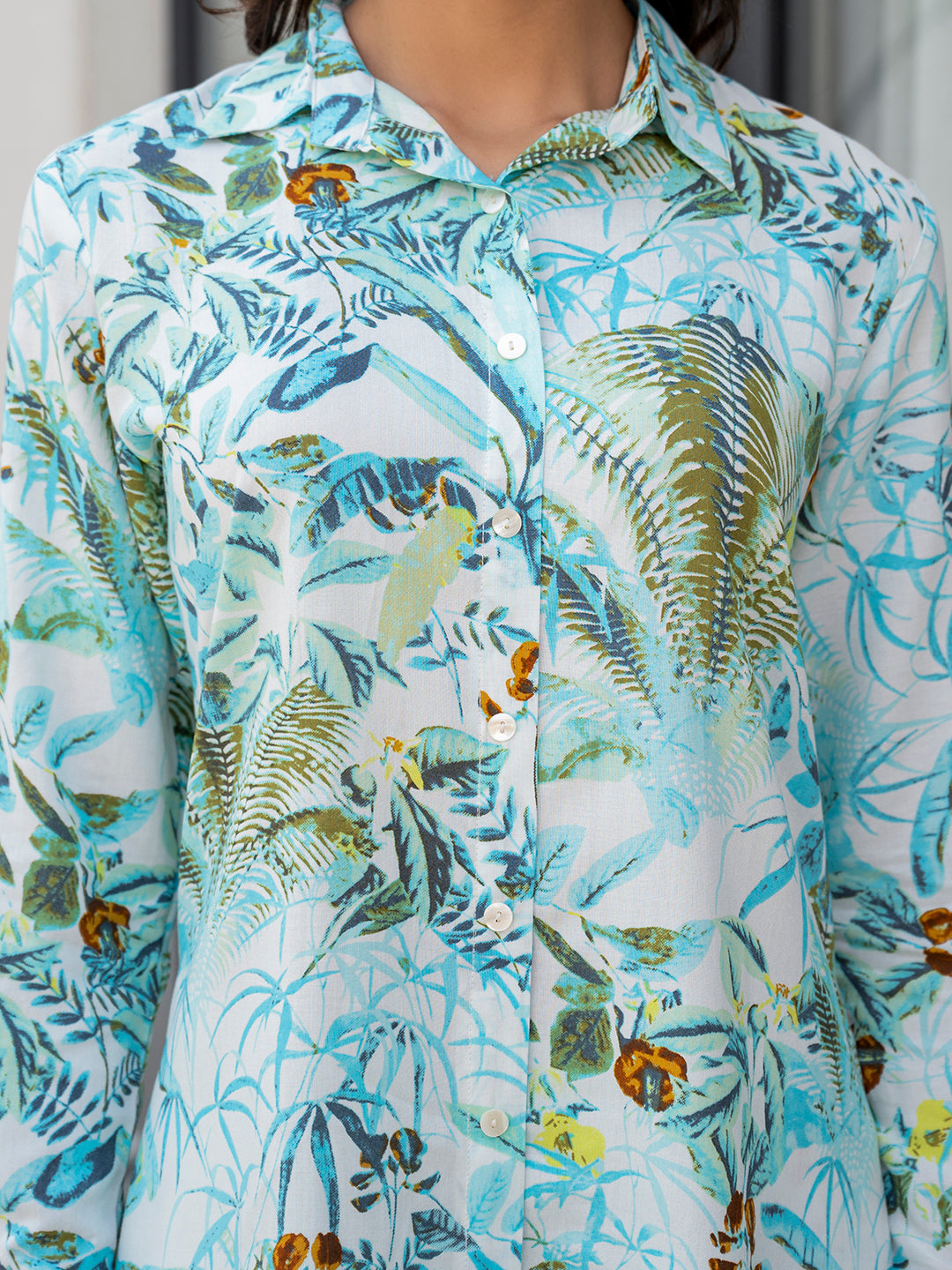 Sky-Blue-Rayon-Floral-Printed-Co-Ord-Set