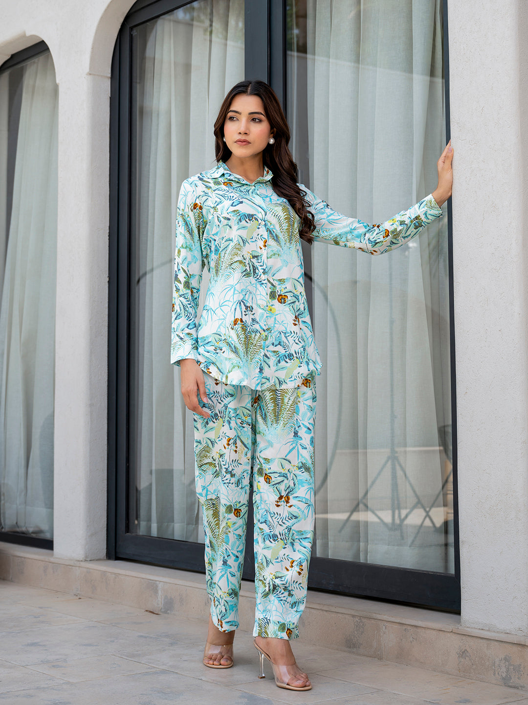 Sky-Blue-Rayon-Floral-Printed-Co-Ord-Set