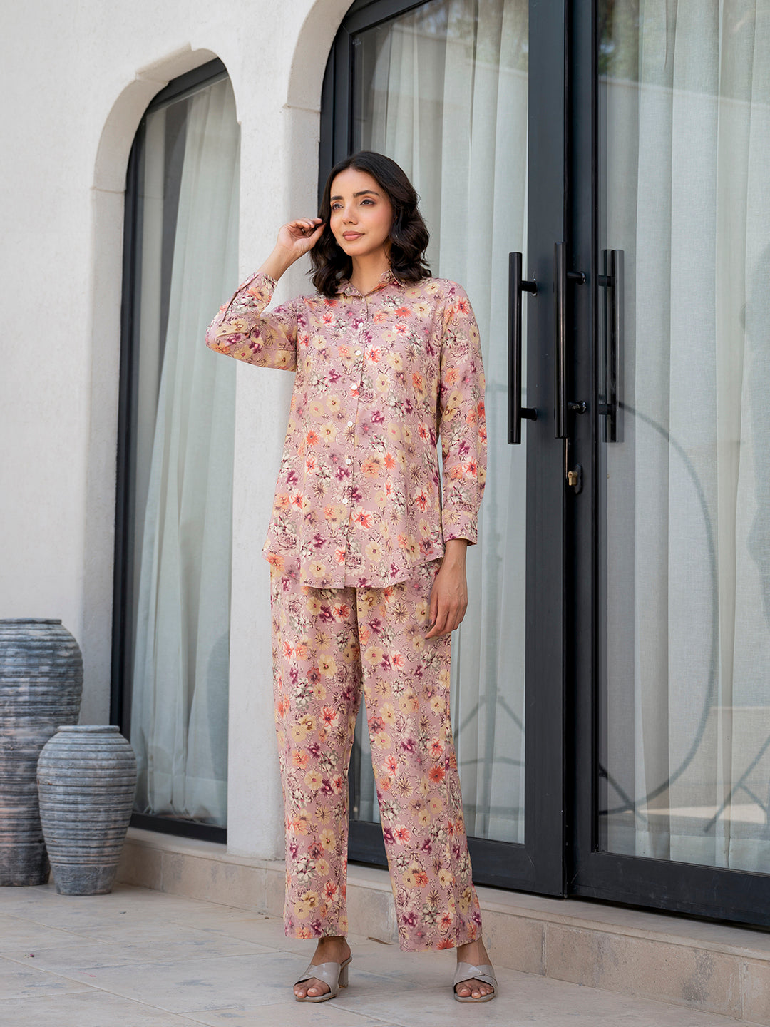 Purple-Rayon-Multi-Floral-Printed-Co-Ord-Set