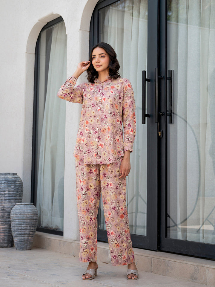 Purple-Rayon-Multi-Floral-Printed-Co-Ord-Set