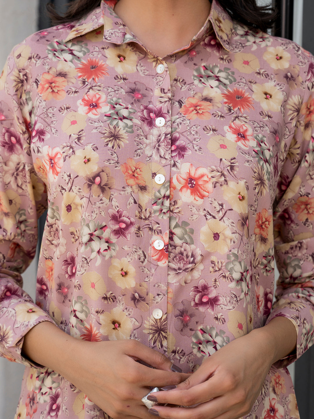 Purple-Rayon-Multi-Floral-Printed-Co-Ord-Set