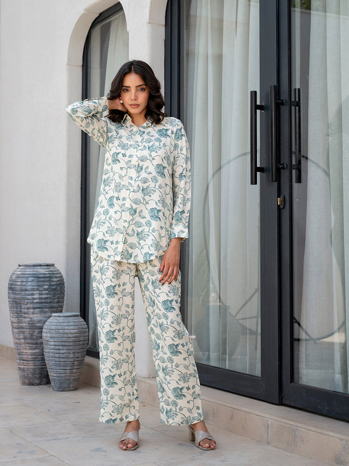 White-&-Green-Rayon-Floral-Printed-Co-Ord-Set