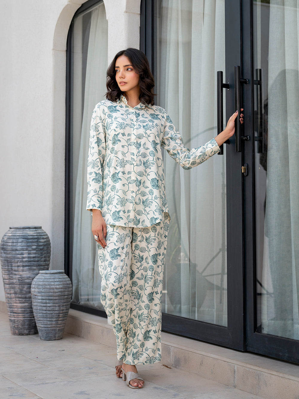 White-&-Green-Rayon-Floral-Printed-Co-Ord-Set