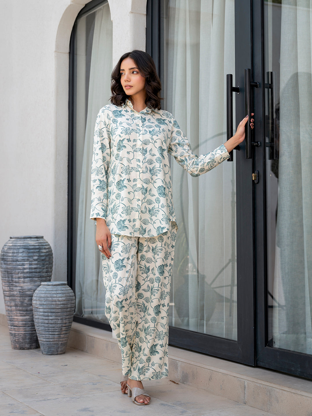 White-&-Green-Rayon-Floral-Printed-Co-Ord-Set