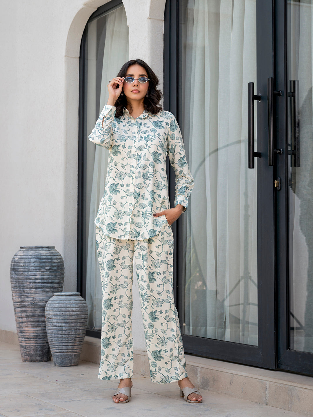 White-&-Green-Rayon-Floral-Printed-Co-Ord-Set