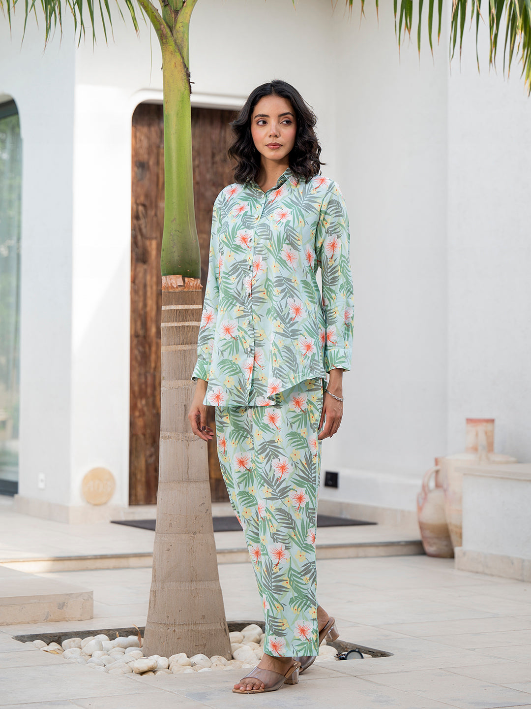 Sky-Blue-Rayon-Floral-Printed-Co-Ord-Set