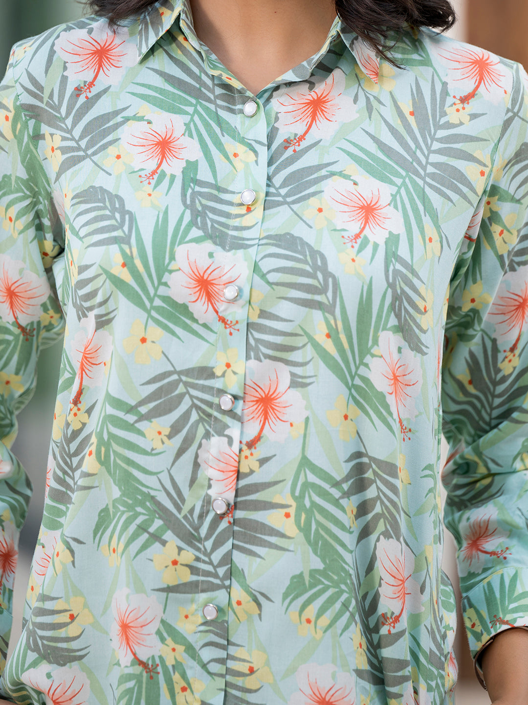 Sky-Blue-Rayon-Floral-Printed-Co-Ord-Set