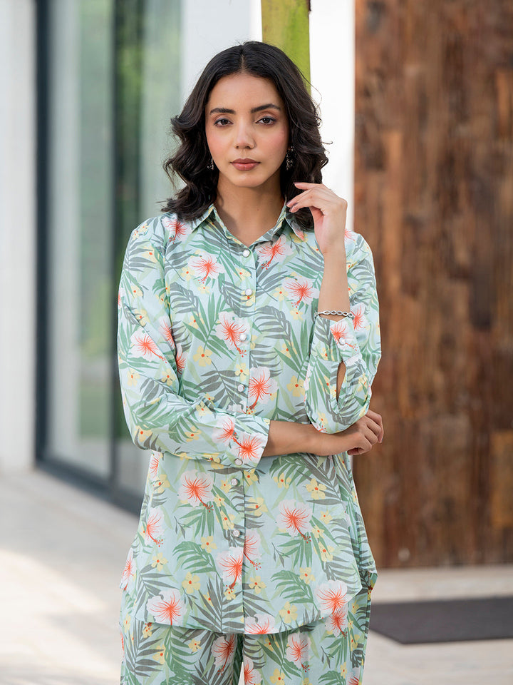 Sky-Blue-Rayon-Floral-Printed-Co-Ord-Set