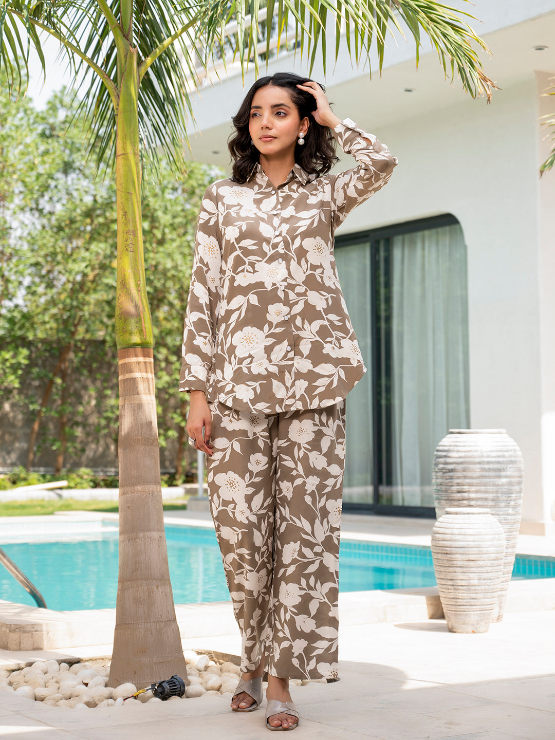 Brown-&-White-Rayon-Floral-Printed-Co-Ord-Set