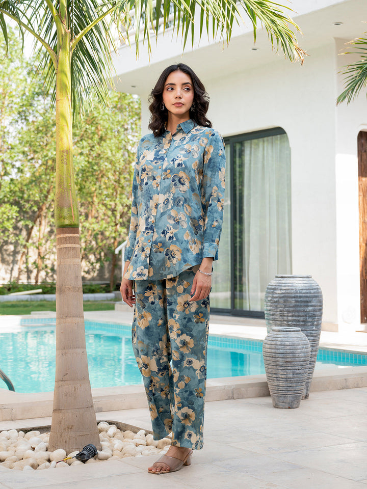 Blue-Rayon-Floral-Printed-Co-Ord-Set
