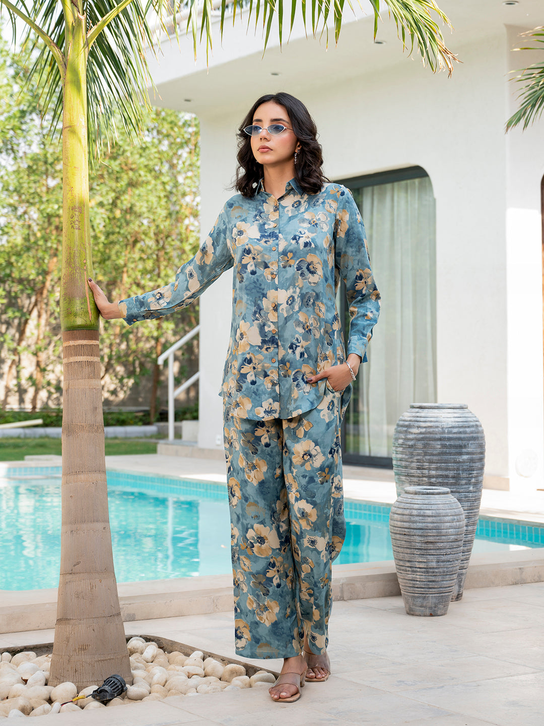 Blue-Rayon-Floral-Printed-Co-Ord-Set