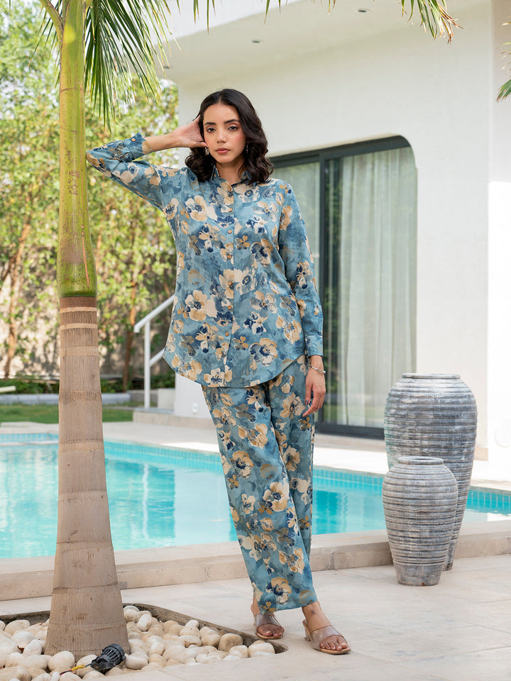 Blue-Rayon-Floral-Printed-Co-Ord-Set