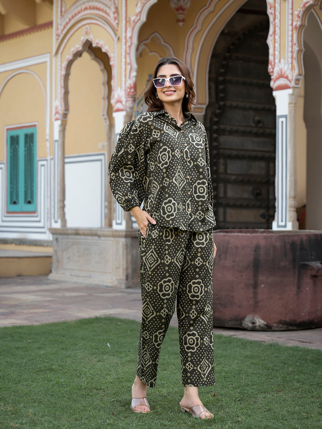 Brown-Cotton-Floral-Print-Straight-Co-Ord-Set