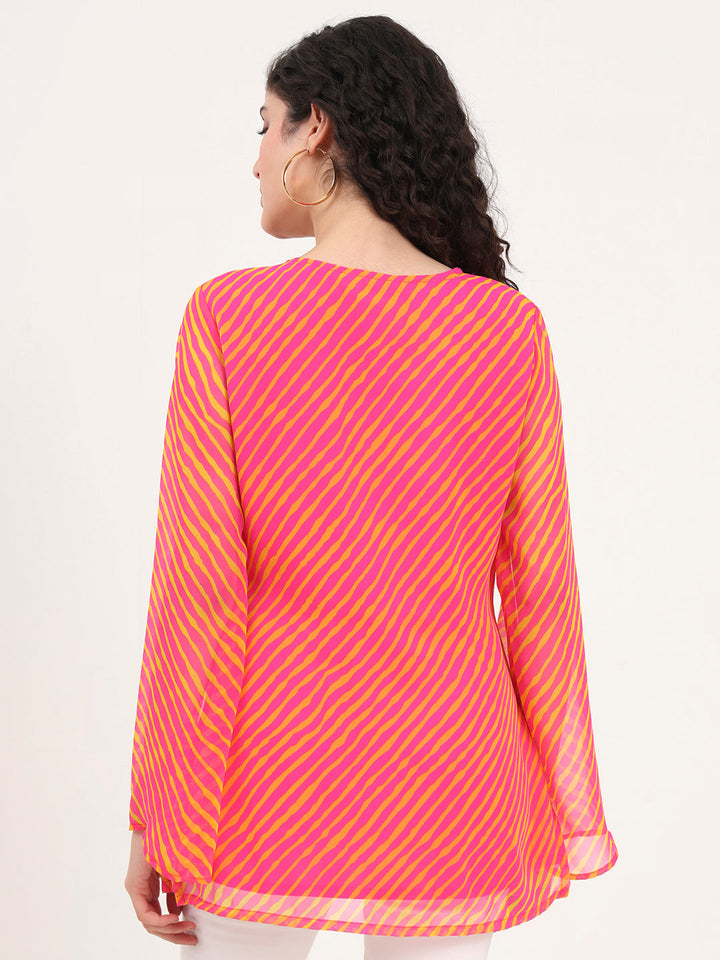 Pink-Leheriya-Gotta-Patti-Work-Geogratte-Tunic-ONLY