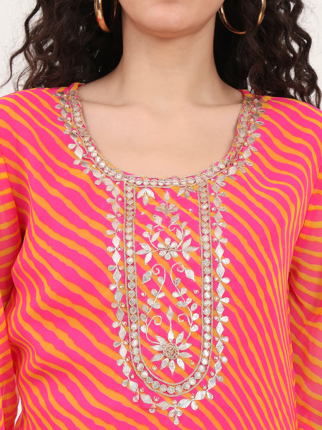 Pink-Leheriya-Gotta-Patti-Work-Geogratte-Tunic-ONLY