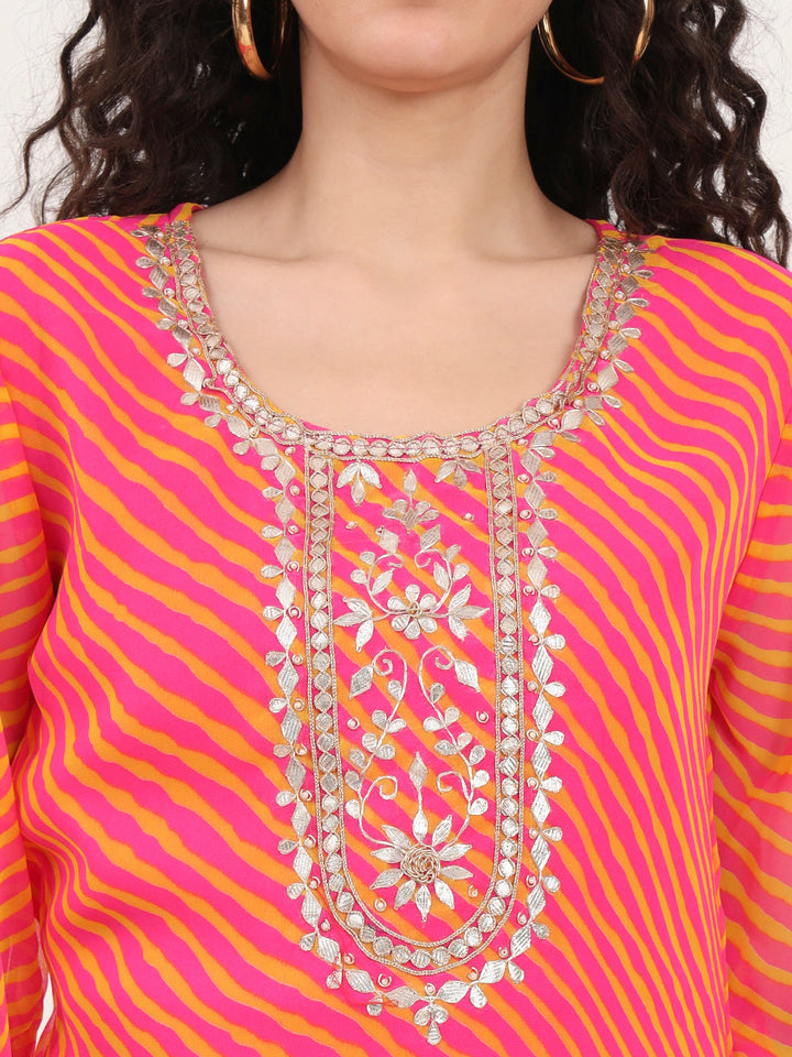 Pink-Leheriya-Gotta-Patti-Work-Geogratte-Tunic-ONLY