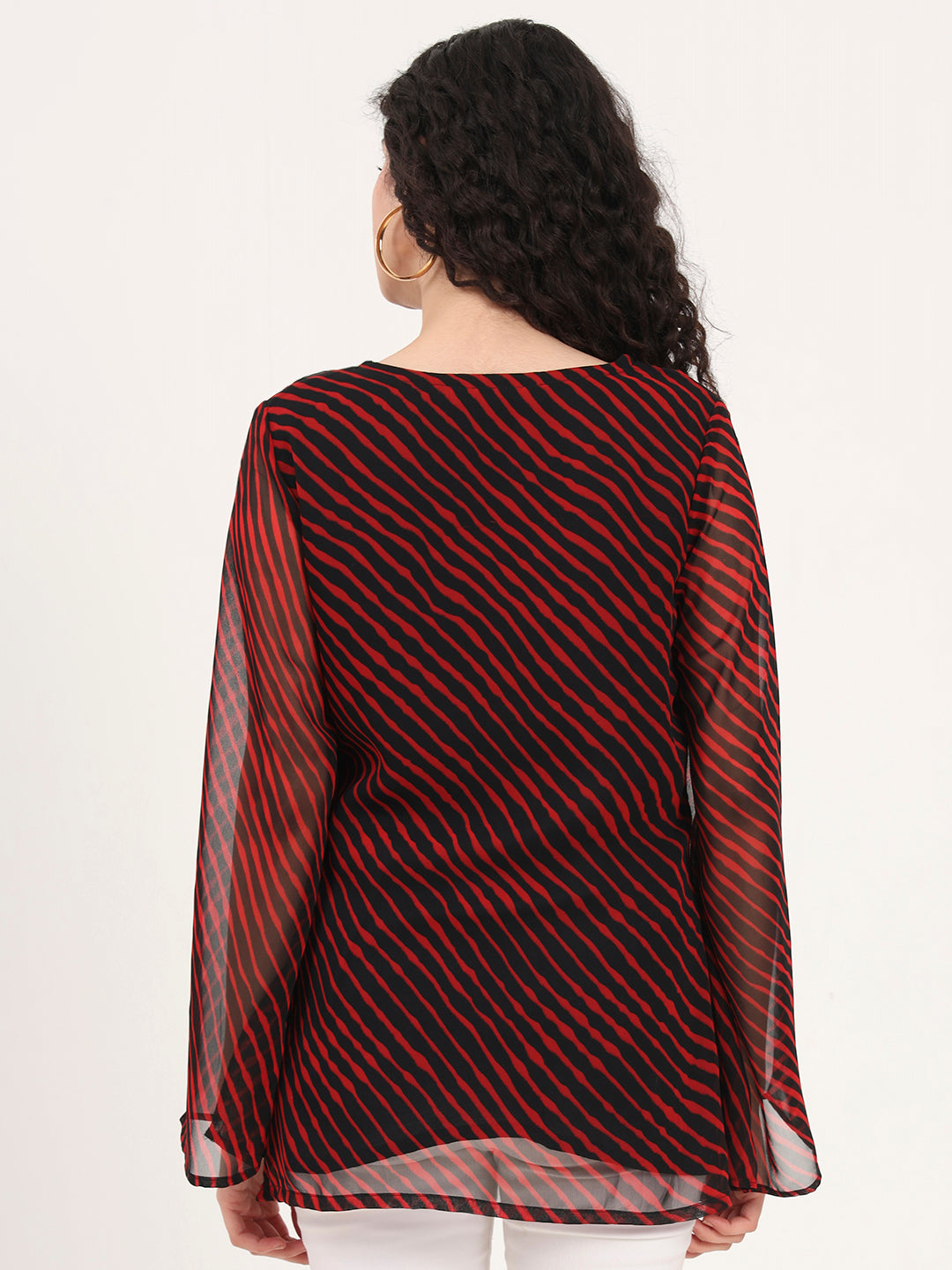Red-&-Black-Leheriya-Gotta-Patti-Geogratte-V-Neck-Tunic-ONLY