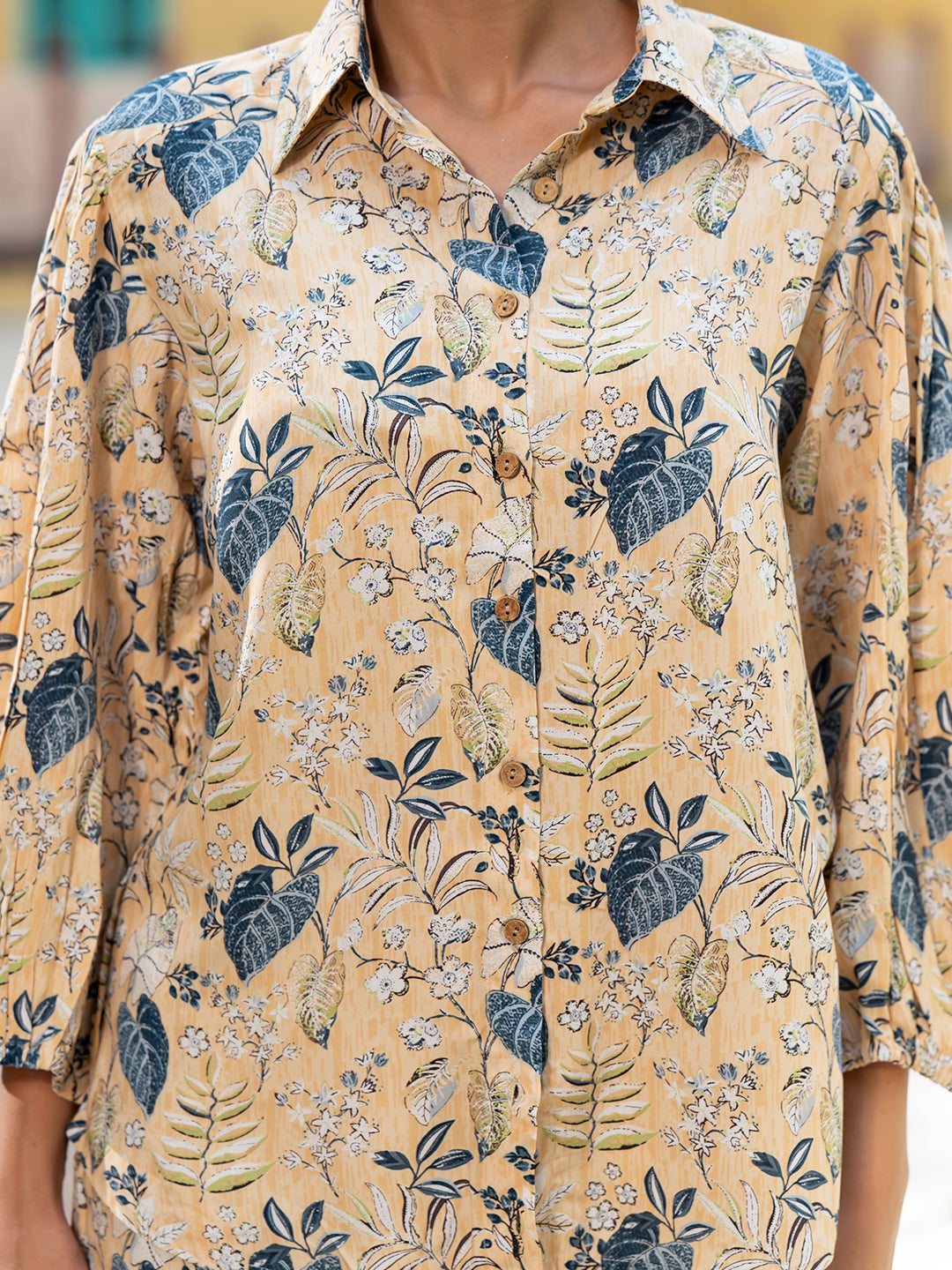 Yellow-Rayon-Floral-Print-3-Piece-Co-Ord-Set