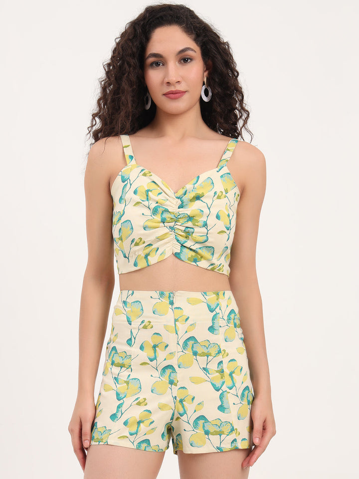 Green-Rayon-Hem-Shirt-Printed-Short-3-Piece-Co-Ord-Set