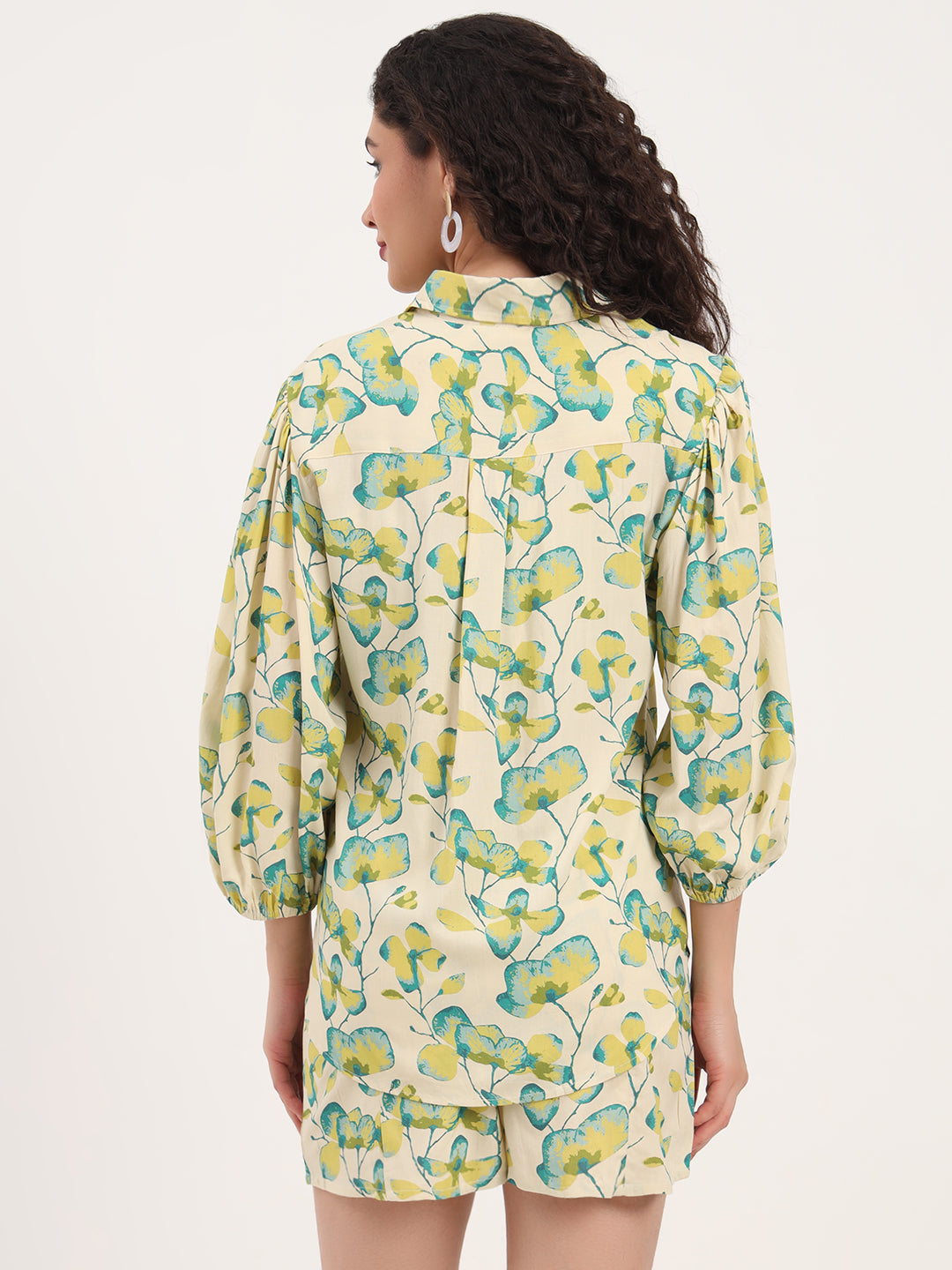 Green-Rayon-Hem-Shirt-Printed-Short-3-Piece-Co-Ord-Set