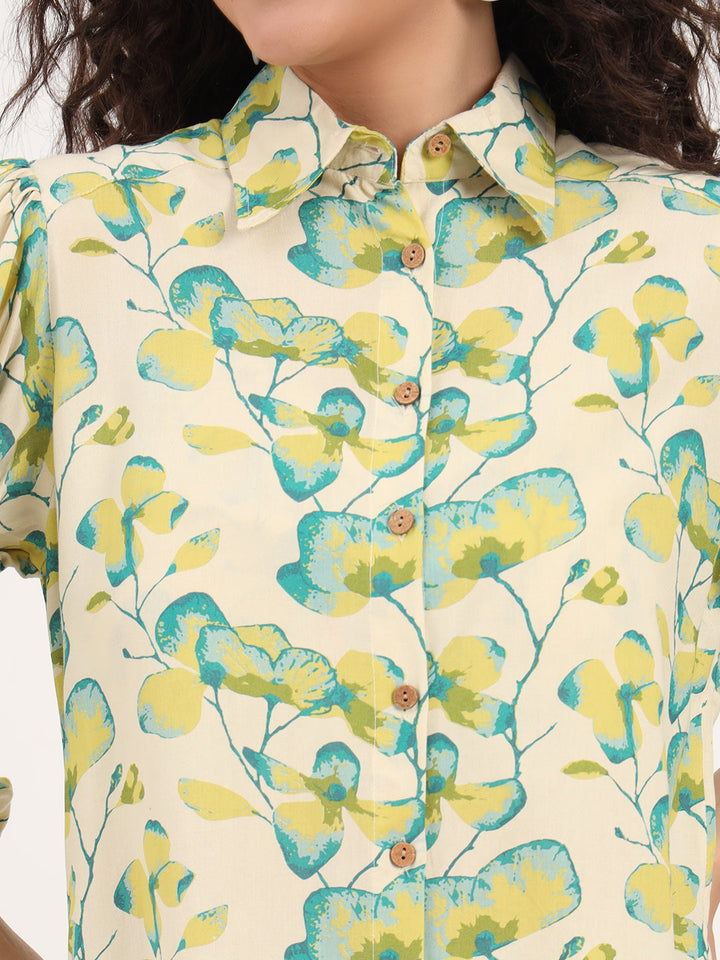 Green-Rayon-Hem-Shirt-Printed-Short-3-Piece-Co-Ord-Set