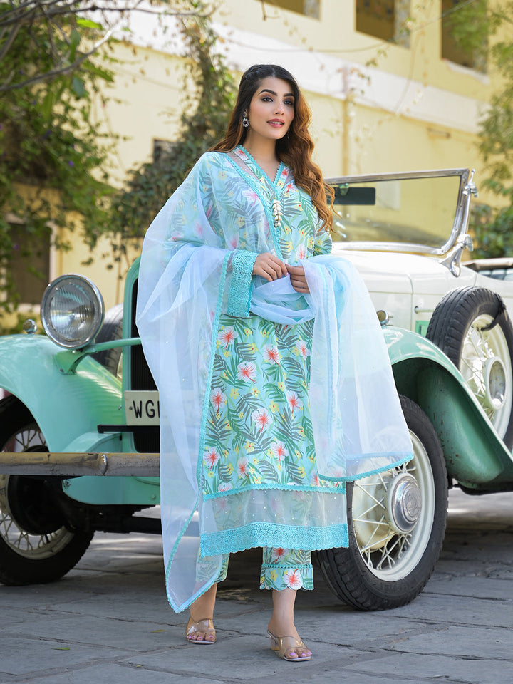 Seagreen-Rayon-Floral-Printed-3-Piece-Kurta-Set