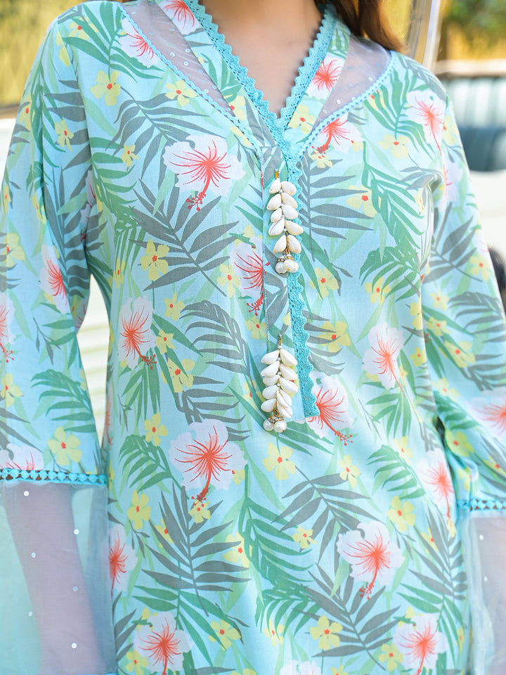 Seagreen-Rayon-Floral-Printed-3-Piece-Kurta-Set